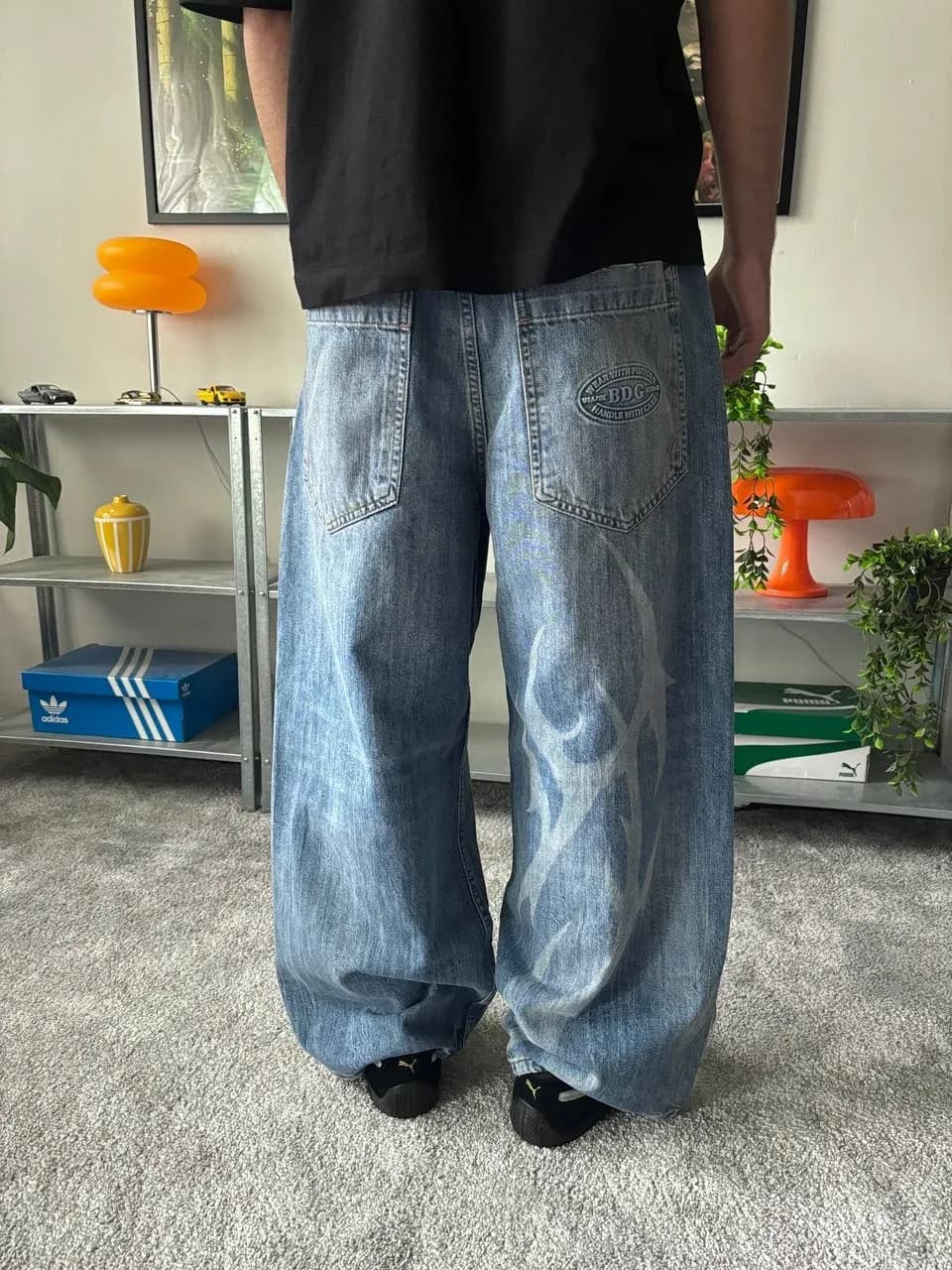 Lazer Detaylı Baggy Jeans - 2